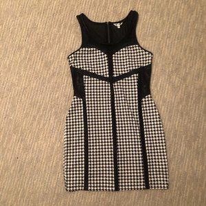 Black and White Print Dress w/ Mesh Top